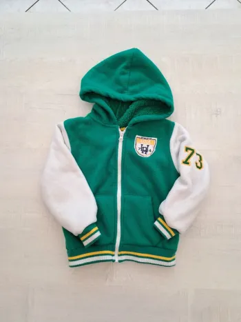 Gilet zippé polaire style Baseball- taille 98/104cm - capuche - doublure polaire