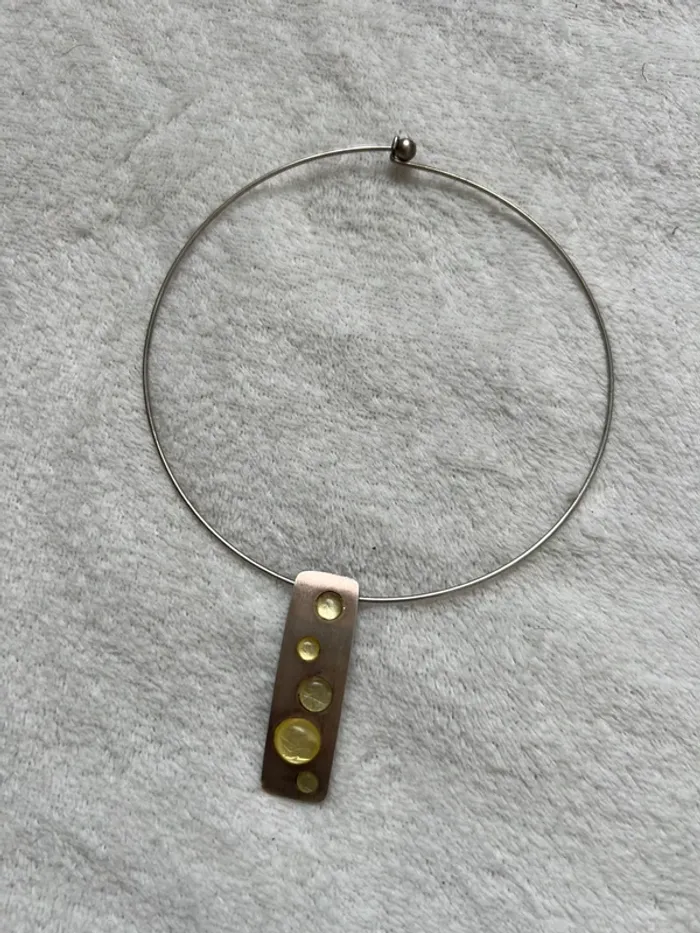 Collier ras de cou argenté pierres vert/jaune Fairygrunge y2k - photo numéro 3