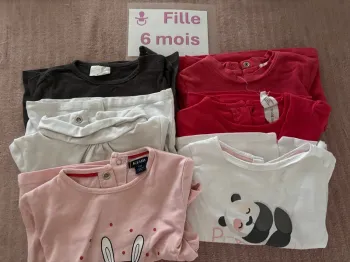 Lot de 6 t-shirts manches longues 6 mois