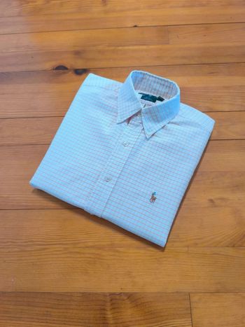 Chemisette à carreaux - Ralph Lauren - Blake - Logo brodé premium - Blanc, orange - Taille M