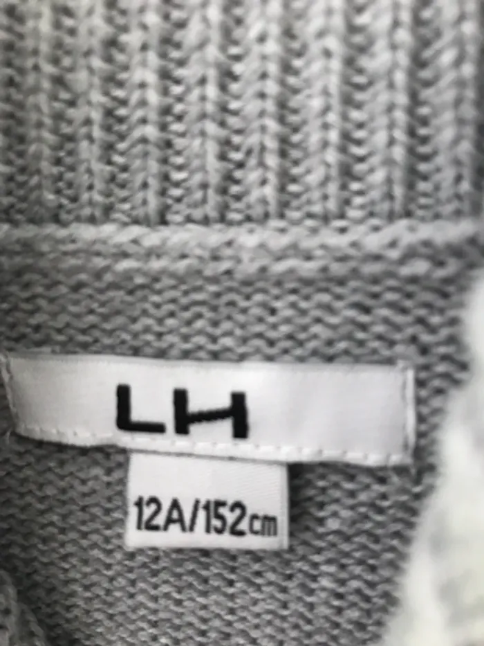 garçon 12 ans pull mailles coton gris la halle col avec bouton très joli - photo numéro 3