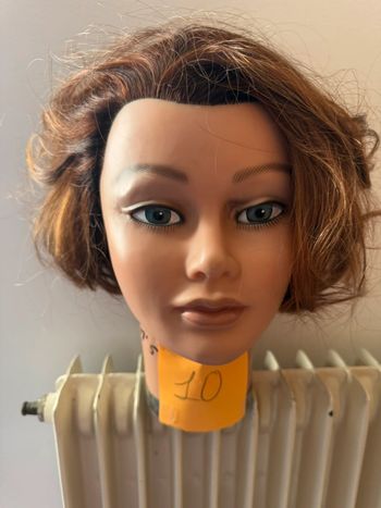 Tête Malléable Professionnelle de Coiffure (Cheveux Châtain Clair Méchés)
