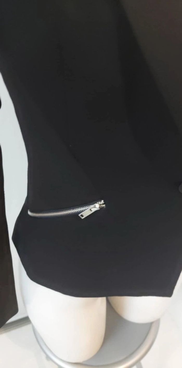Veste noire blazer Zip argenté bershka M 38 - photo numéro 4