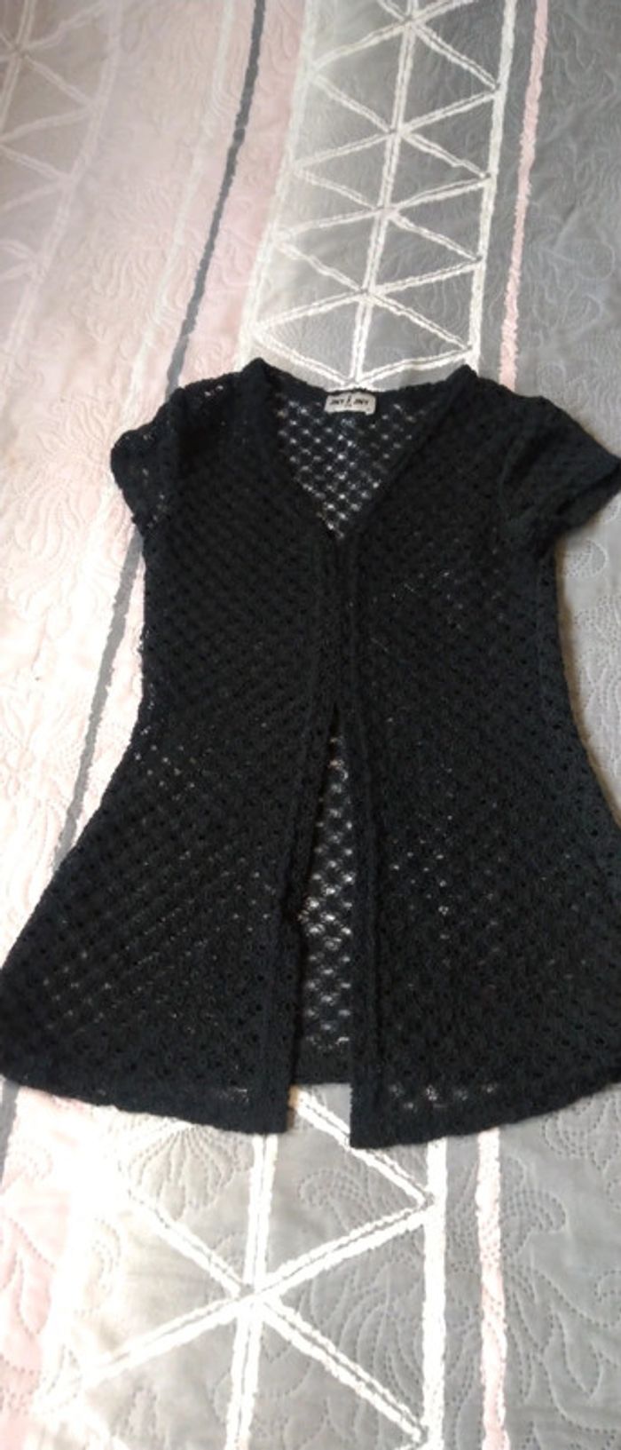 Haut noir ajouré en crochet vintage femme jennyfer 36