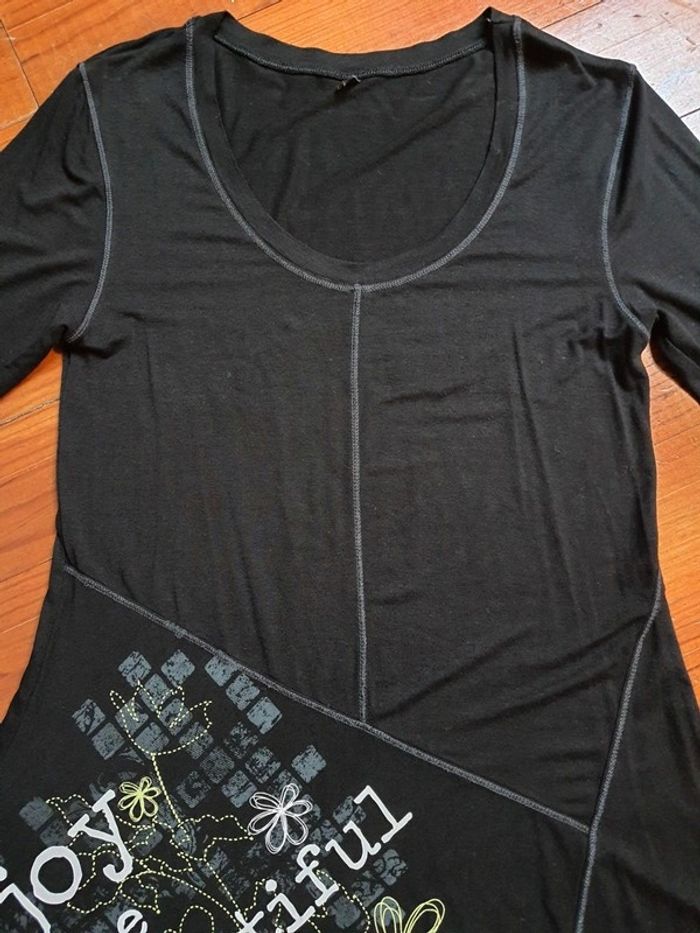 Tunique robe pull noir à motif - photo numéro 9