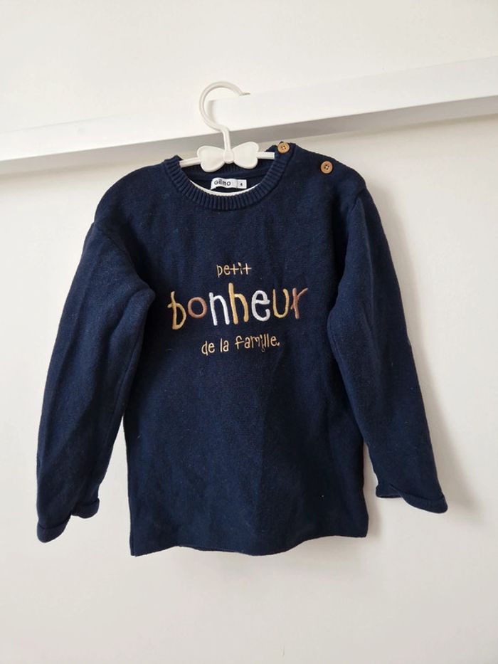 Pull maille bleu 4ans très bon état Gémo