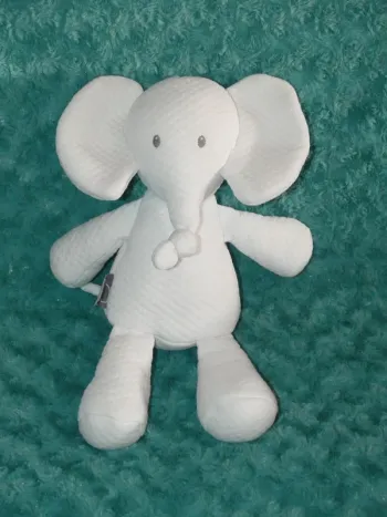 Doudou éléphant blanc gaufré Nattou 🐘tbe