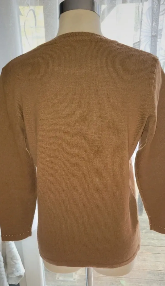 Pull marron à motifs ajourés – Élégance et confort - photo numéro 5
