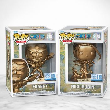 lot de 2 figurines Funko Pop One Piece en édition bronze : Nico Robin #2179 et Franky #2180