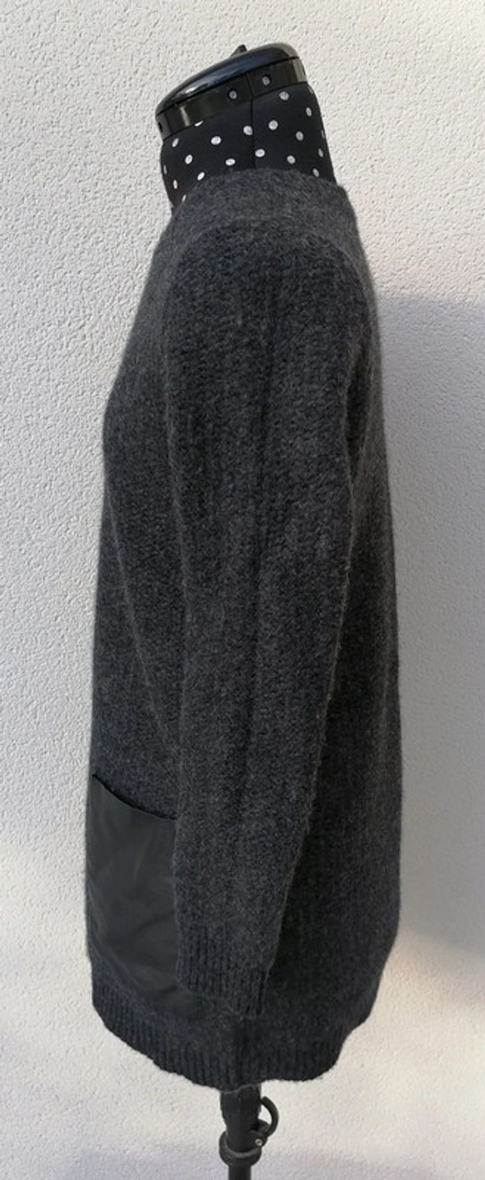 Robe pull laine et cuir gris foncé noir Taille S COS - photo numéro 5