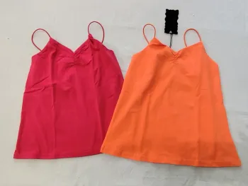 Lot 2 top débardeur t-shirt orange rouge 8 ans