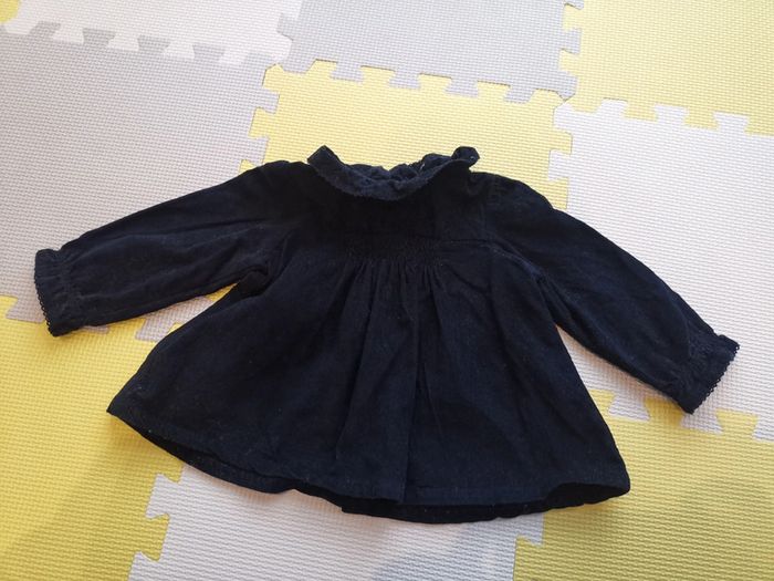 Chemisier velour bleu marine