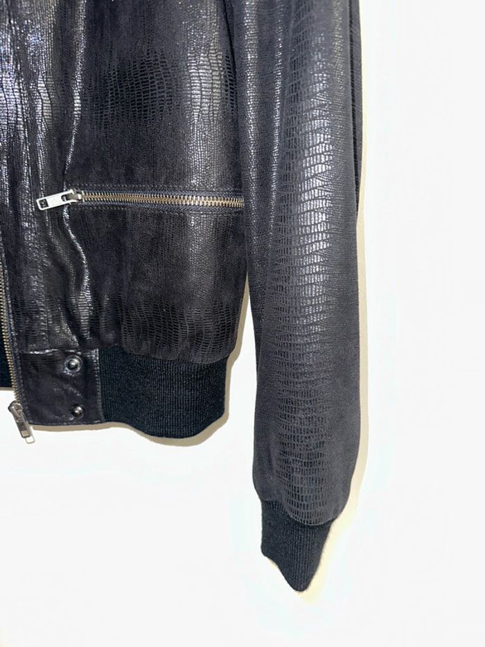 Veste en cuir noire effet brillant écaille NAFNAF 36 - photo numéro 5