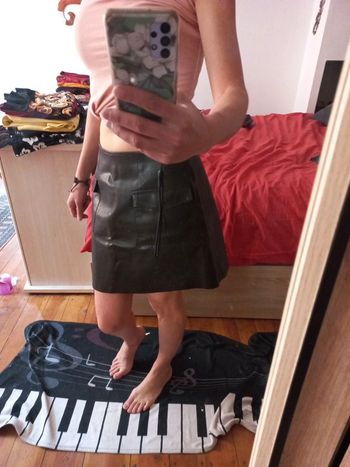 Jupe effet cuir brun en simili Taille M a L La City Paris