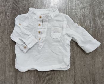 T-shirt léger manches longues col tunisien, bébé 1 mois, Kiabi, neuf