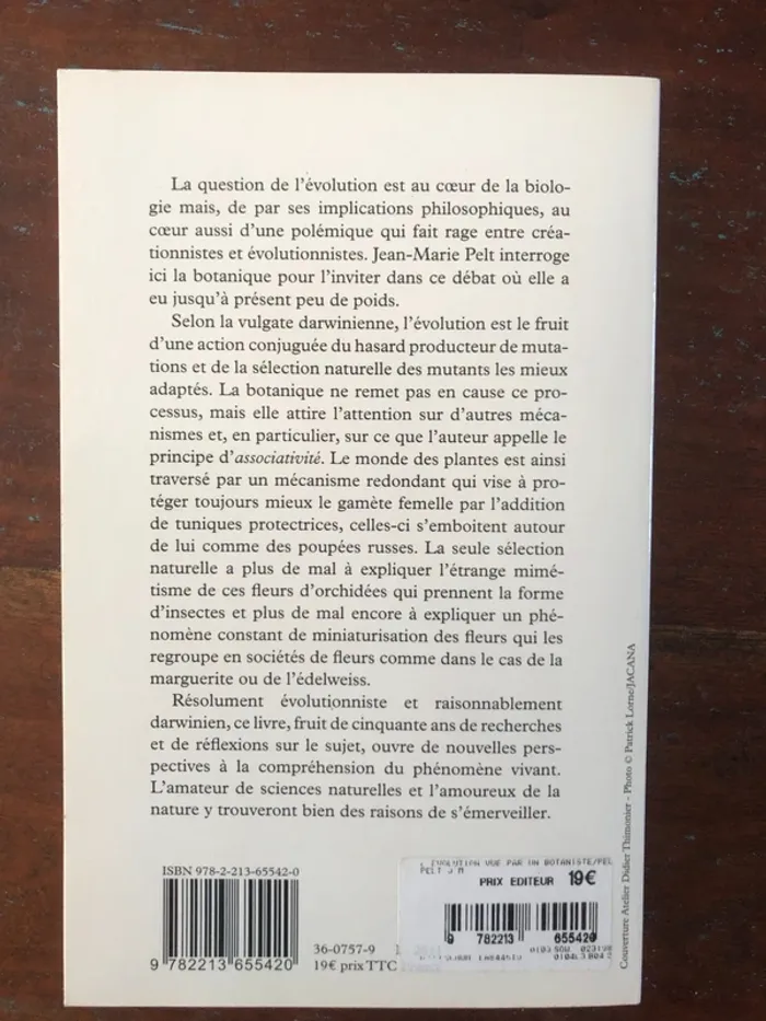 Live broché "L'évolution vue par un botaniste" de Jean-Marie Pelt - photo numéro 2