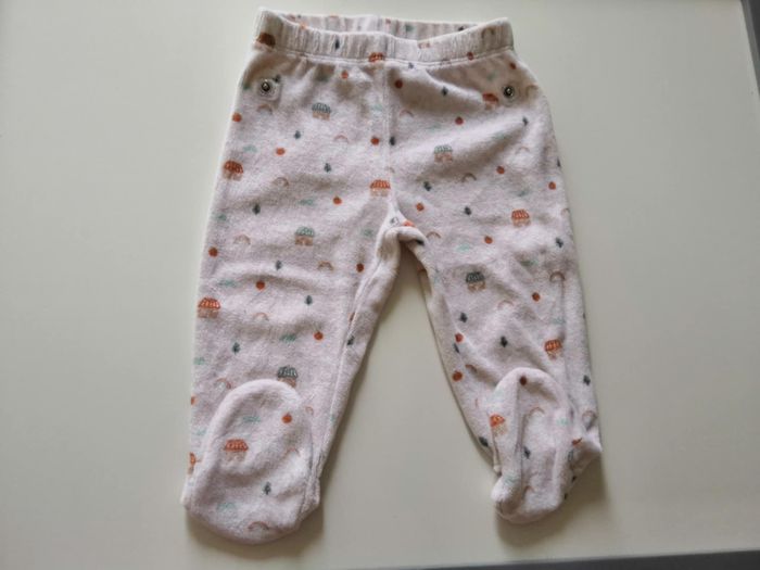 Pyjama 2 pièces en velours (Orange et Beige) 9 mois (69/72 cm) Kiabi - photo numéro 3