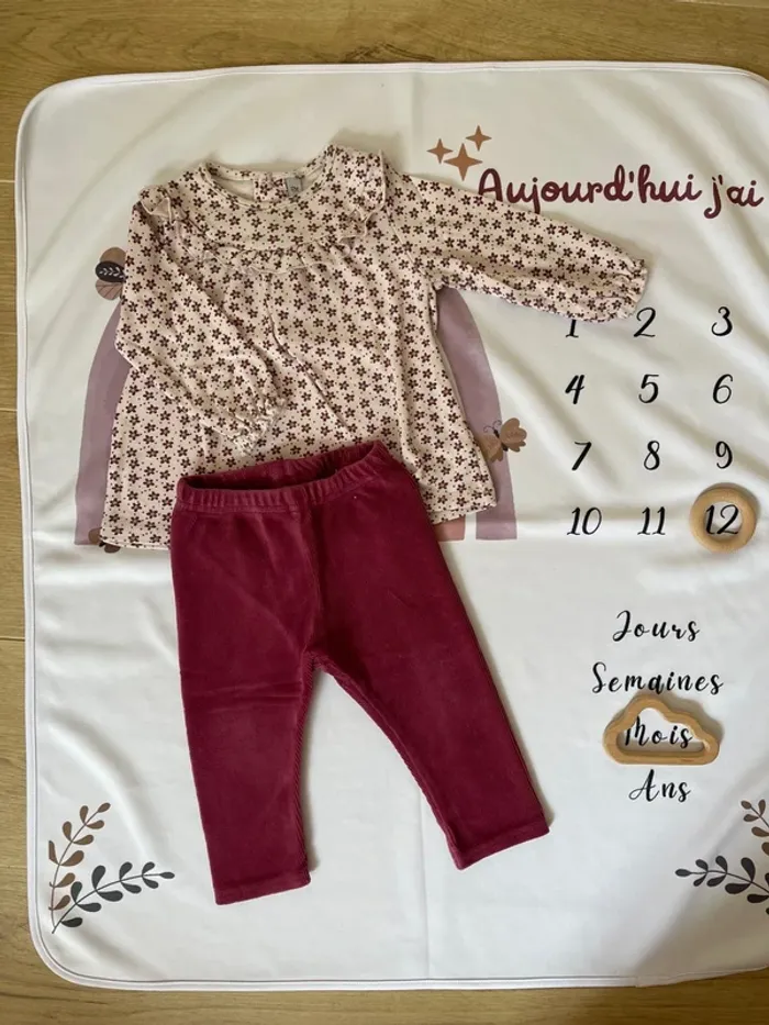 Ensemble bébé fille – Taille 12 mois – Pull + Pantalon - photo numéro 3