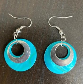 Boucles d'oreilles pendantes bleutés et argentés etam