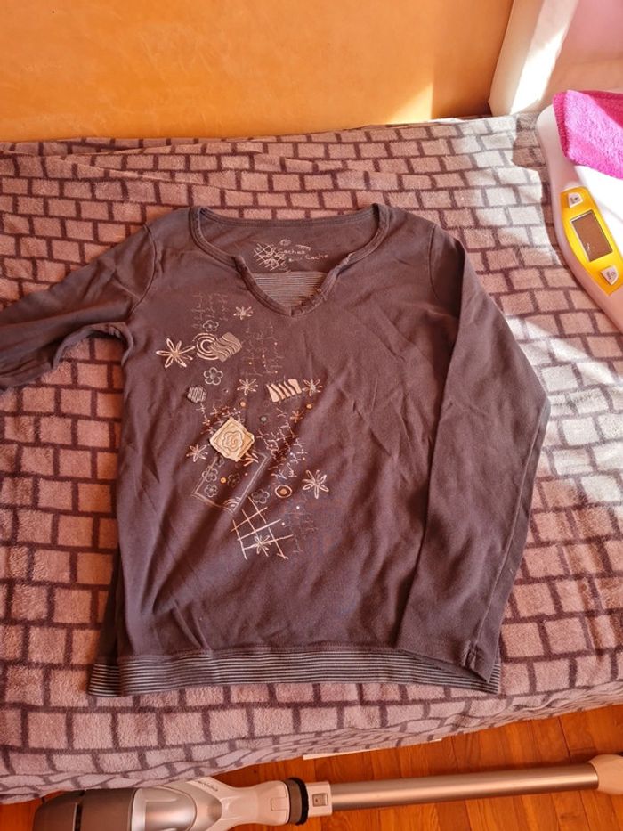 Pull col V Cache Cache (gris), L / 40 / 12