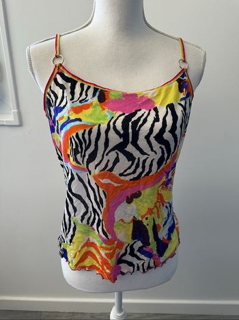 Débardeur en mesh multicolore et zèbre Y2K T38 M