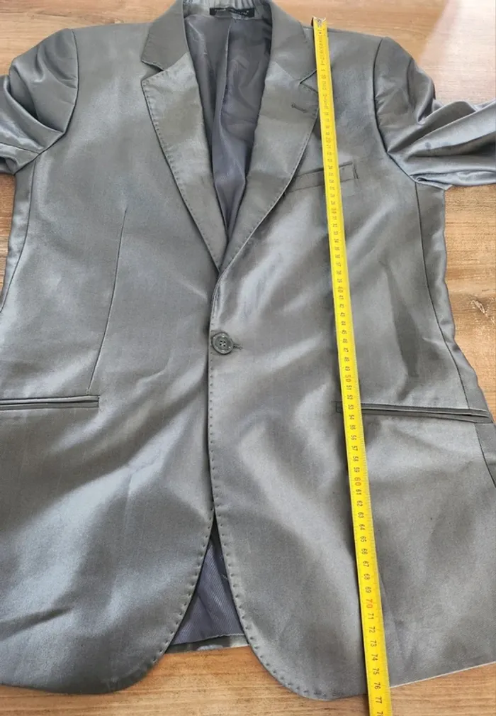 veste de costume homme grise satinée taille S Mia excellent état - photo numéro 8