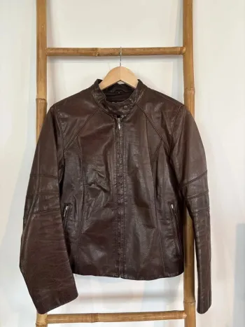 Veste en cuir de buffle marron Vintage Oakwood