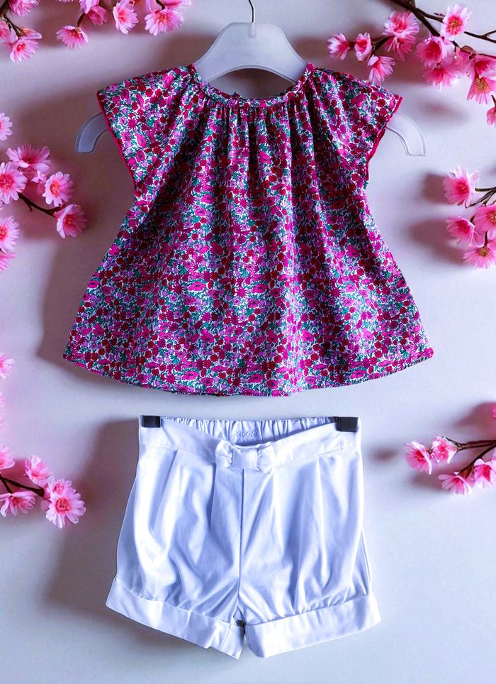 JACADI - 7P BÉBÉ FILLE IMPRIMÉ LIBERTY, VOLANTS & TEINTES LUMINEUSES 6M - photo numéro 4