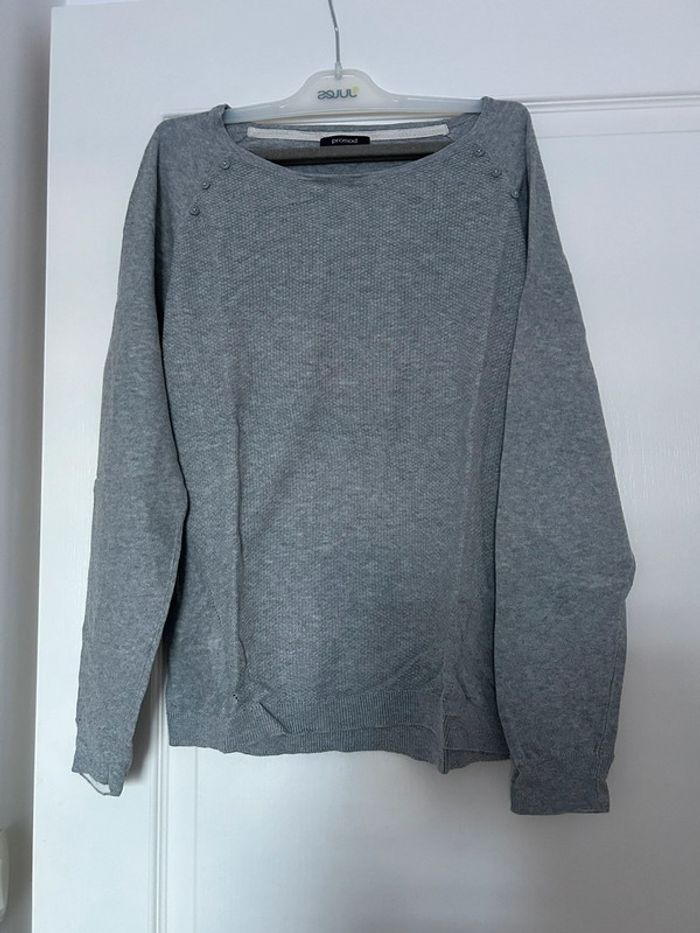 Pull Promod T. L gris clair