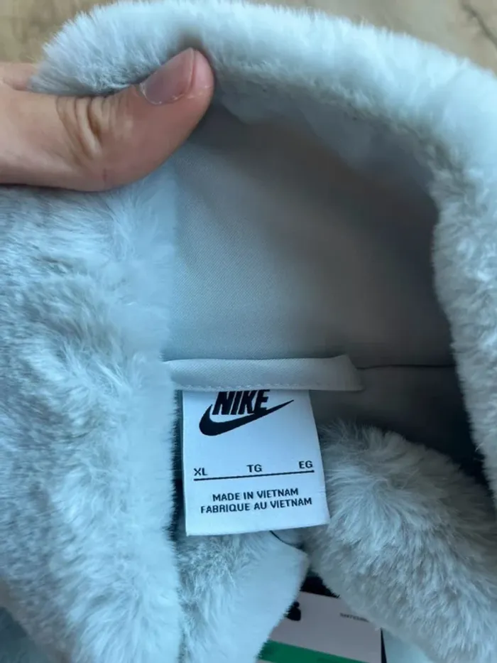 Manteau Nike Fausse Fourrure Bleu Blanc XL W - photo numéro 4