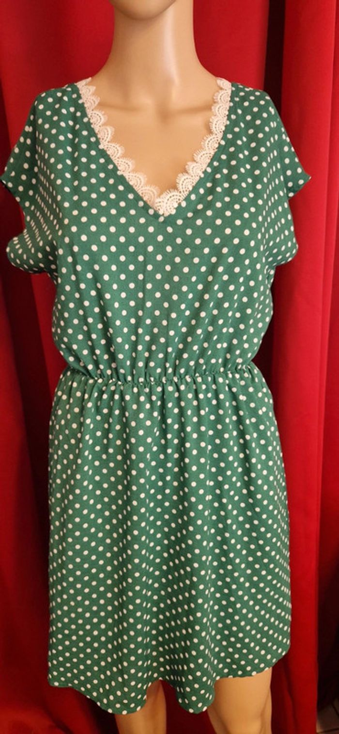 Jolie robe verte à pois blancs It Hippie taille S