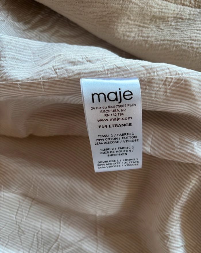 Magnifique manteau à capuche empiècements cuir Maje 40 - photo numéro 18