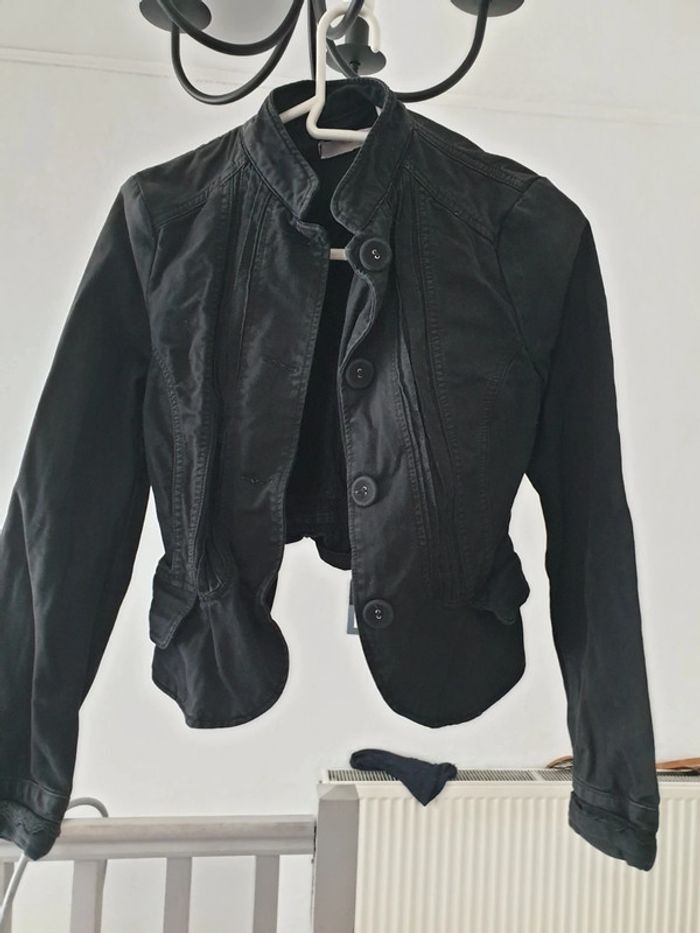 Veste en jean noire love taff