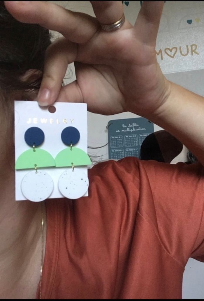 Boucles d’oreilles pendantes NEUVES pour femme forme géométrique - photo numéro 2