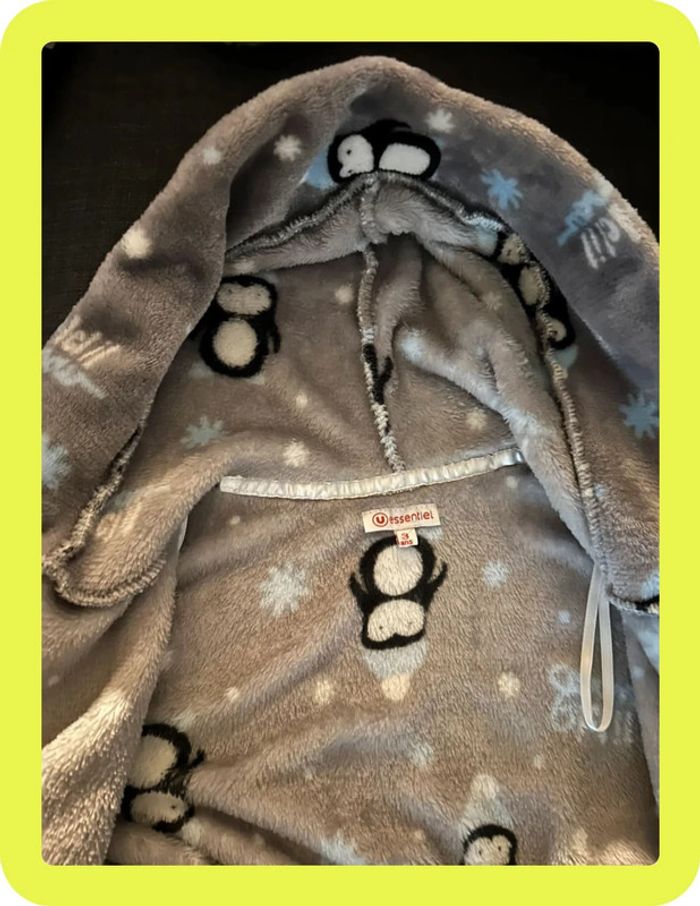 Peignoir enfant 3 ans, 97cm pingouin 🐧 U essentiel, animaux, polaire - photo numéro 4