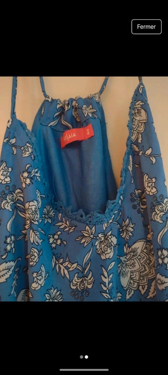 Débardeur femme bleu fleur tisaia taille 42 xl - photo numéro 2