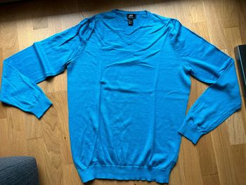 Pull col V turquoise H&M homme