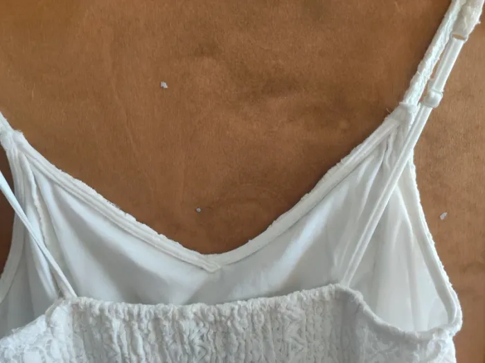 Robe blanche dentelle a bretelles - photo numéro 5