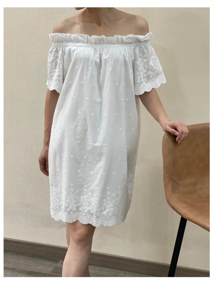 Robe été broderie anglaise blanc L 40 épaule Nu - photo numéro 2