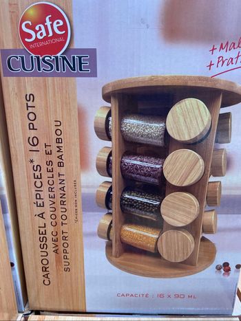 Carrousel à épices en bois de bambou neuf