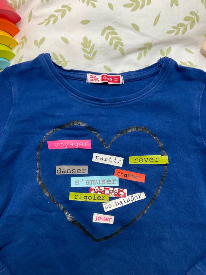 teeshirt manches longues bleu 4 ans du pareil au même - photo numéro 3
