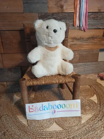 Peluche ours blanc coeur Nounours vintage tbe