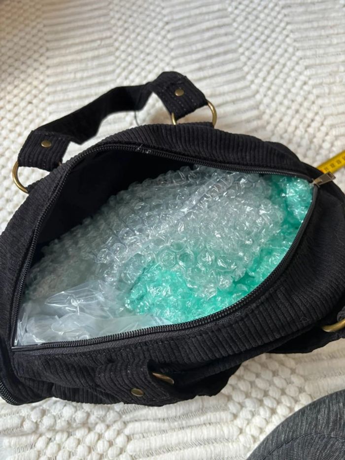 Sac à main noir en velours côtelé - photo numéro 10