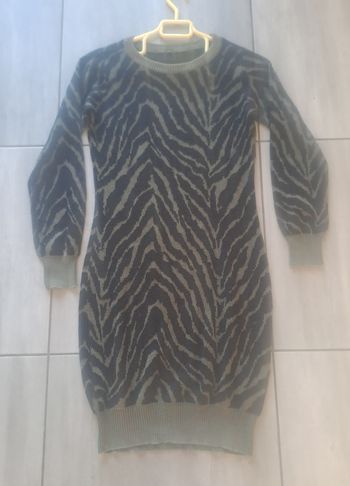 Robe pull zébré kaki noir Taille S