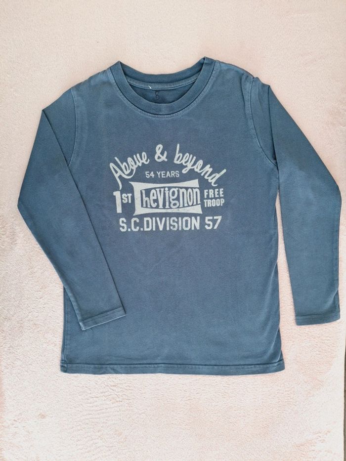 T-shirt manches longues Chevignon 8 ans bleu avec inscriptions