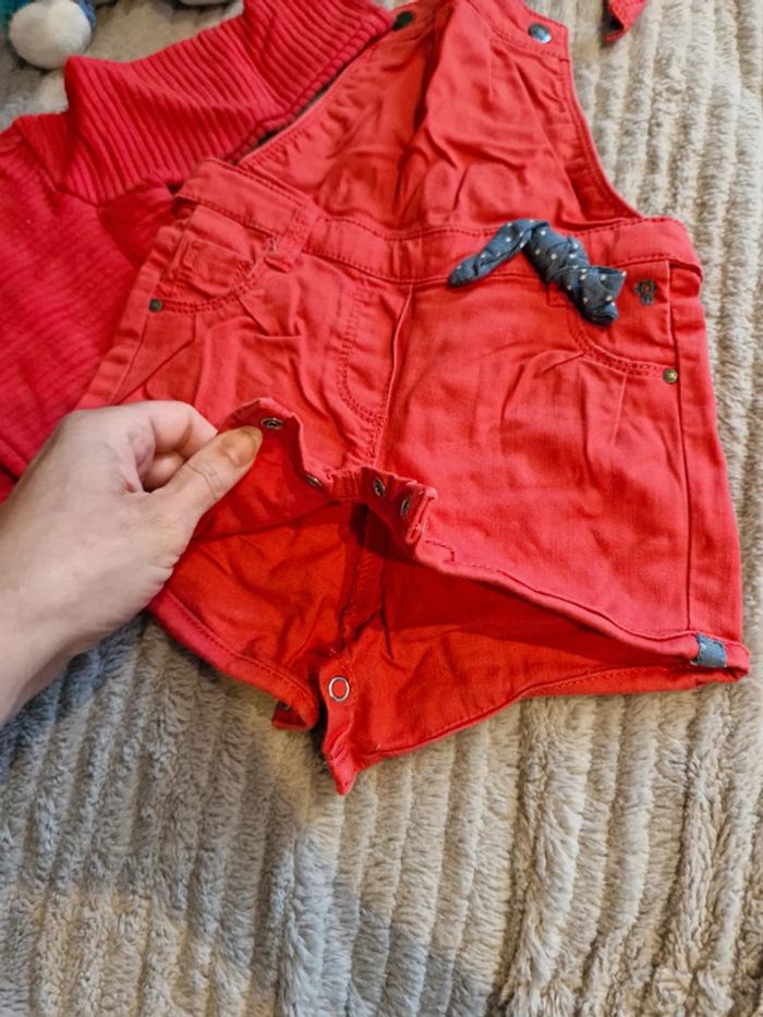Ensemble gilet et salopette Obaïbi 6 mois rouge - photo numéro 3