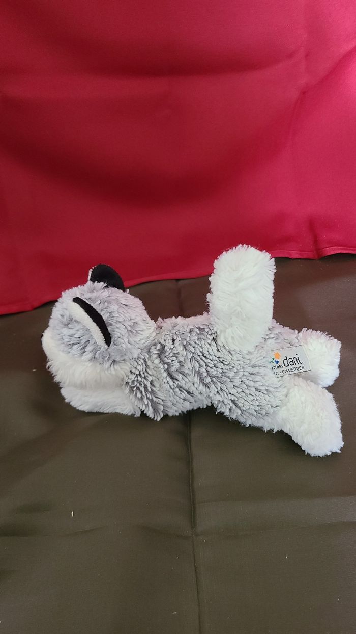 Peluche chien husky CREATIONS DANI gris blanc 20 cm - photo numéro 5