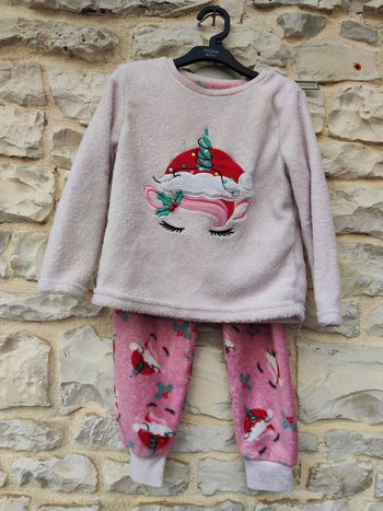 🎄Pyjama fille licorne de Noë 4-5 ans l polaire qui tient chaud🎄envoye aujourd'hui ou demain🎄