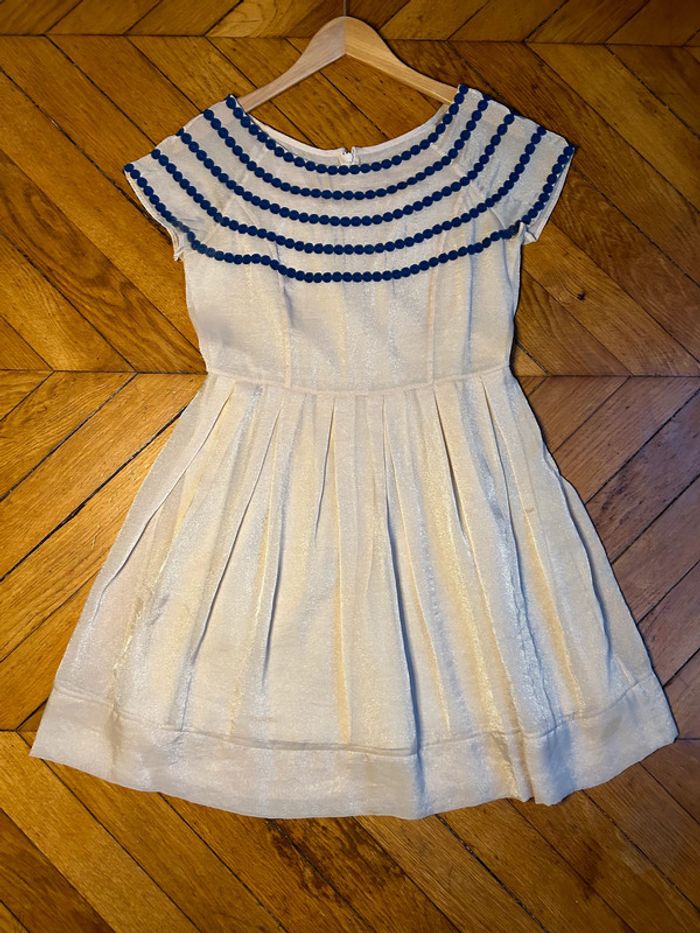 Sublime robe beige et bleu marine T38 - photo numéro 5
