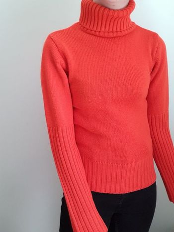 Pull rouge col roulé kiabi s